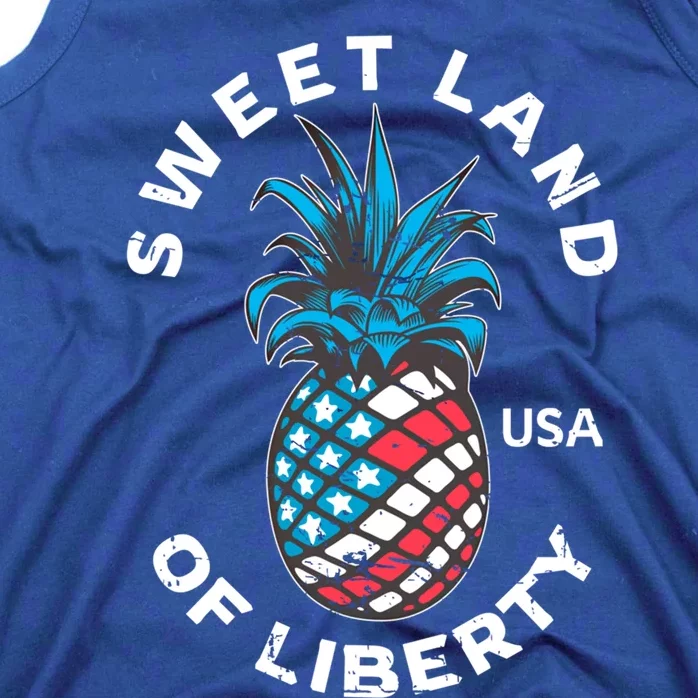 Retro July 4th Pineapple American Flag Sweet Land Of Liberty Gift Tank Top