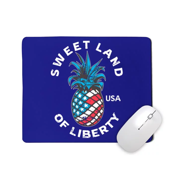 Retro July 4th Pineapple American Flag Sweet Land Of Liberty Meaningful Gift Mousepad