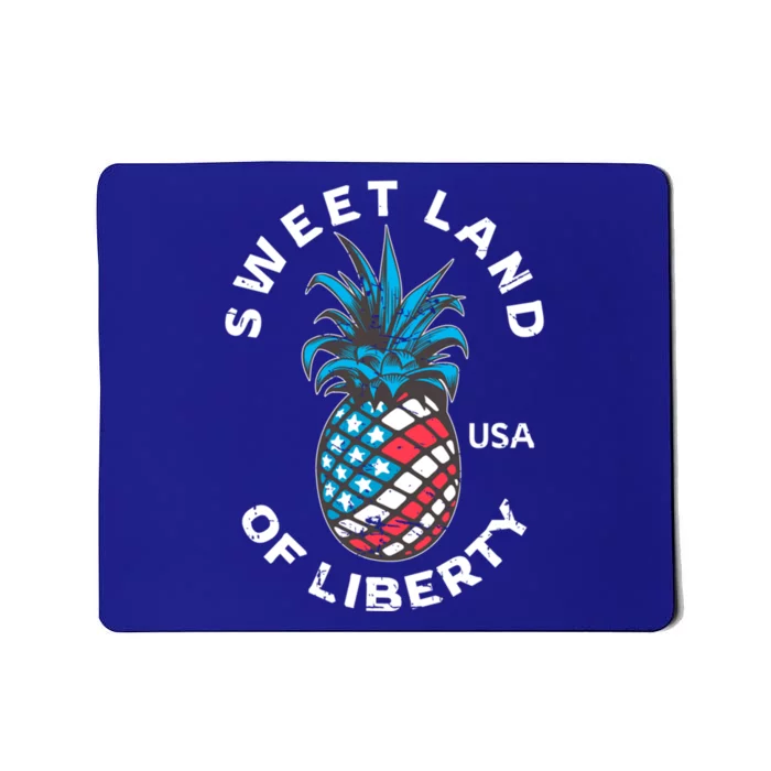 Retro July 4th Pineapple American Flag Sweet Land Of Liberty Meaningful Gift Mousepad