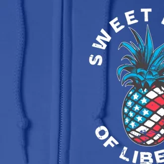 Retro July 4th Pineapple American Flag Sweet Land Of Liberty Meaningful Gift Full Zip Hoodie