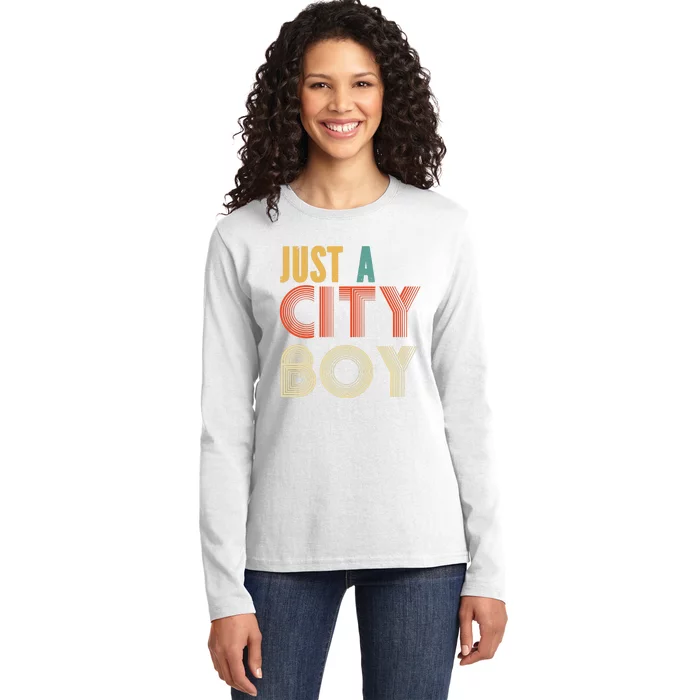 Retro Just A City Boy Journey Ladies Long Sleeve Shirt