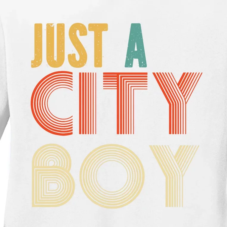 Retro Just A City Boy Journey Ladies Long Sleeve Shirt