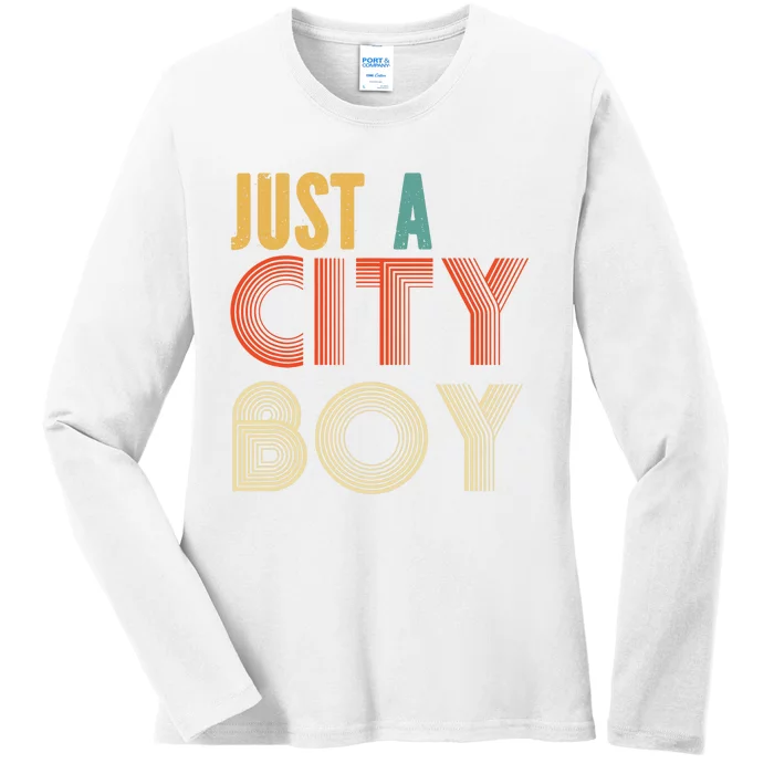 Retro Just A City Boy Journey Ladies Long Sleeve Shirt