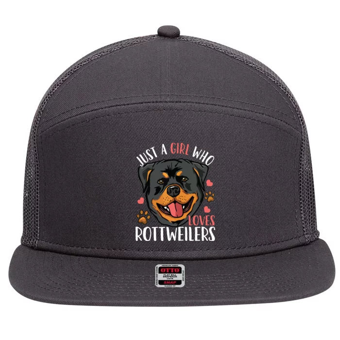 Rottweiler Just A Girl Who Loves Rottweilers Gift 7 Panel Mesh Trucker Snapback Hat