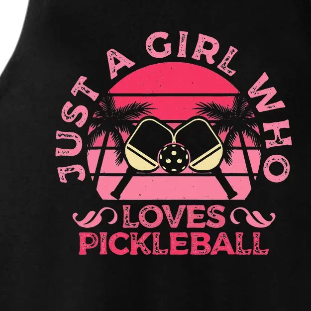 retro Just A Who Loves Pickleball Sports Game Ladies Tri-Blend Wicking Tank