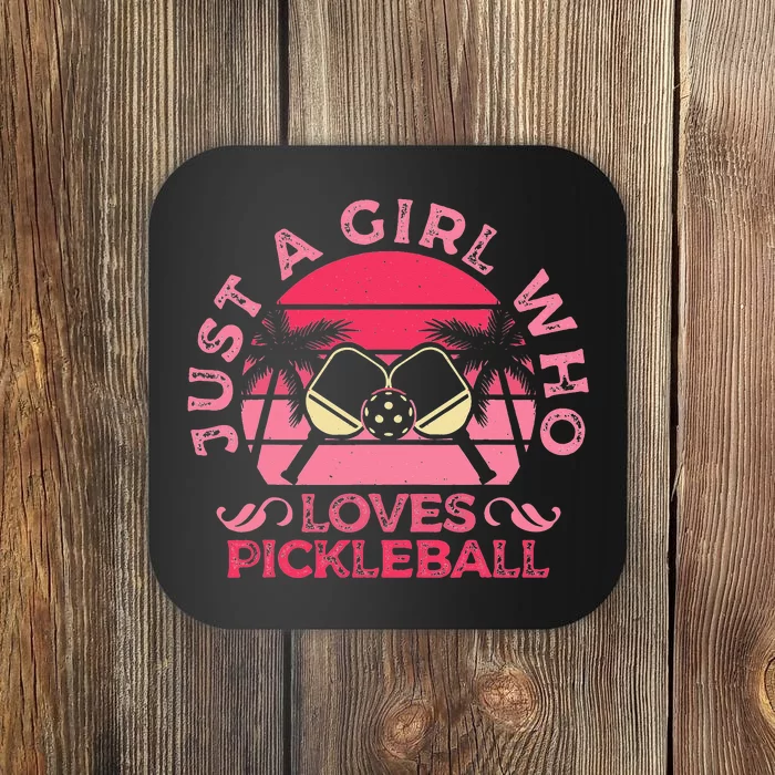 retro Just A Who Loves Pickleball Sports Game Coaster