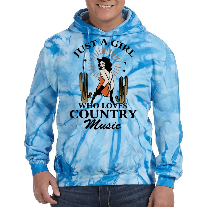 Retro Just A Girl Who Love Country Music Vintage Western Cowgirl Tie Dye Hoodie