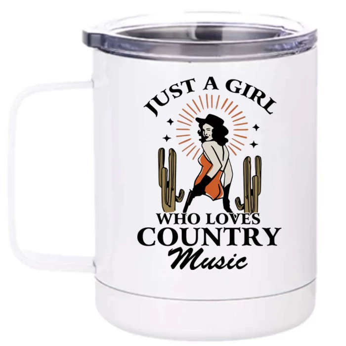 Retro Just A Girl Who Love Country Music Vintage Western Cowgirl Front & Back 12oz Stainless Steel Tumbler Cup