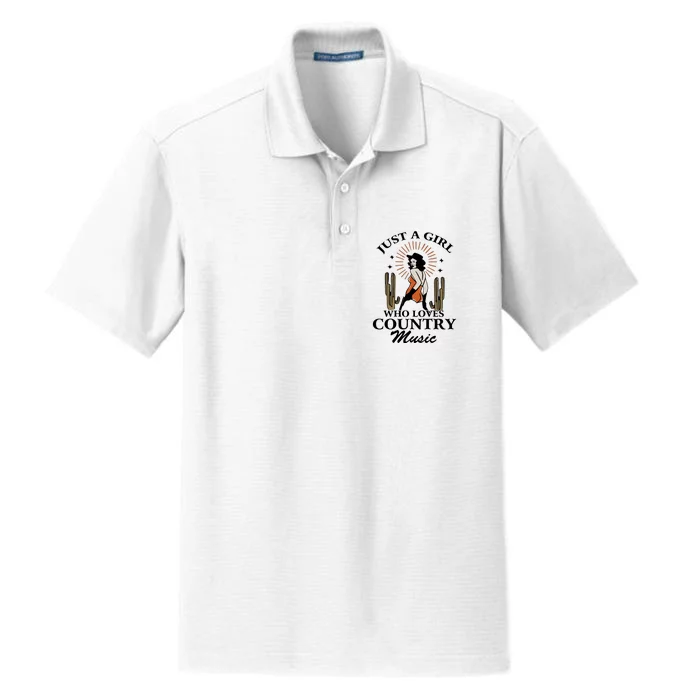 Retro Just A Girl Who Love Country Music Vintage Western Cowgirl Dry Zone Grid Performance Polo