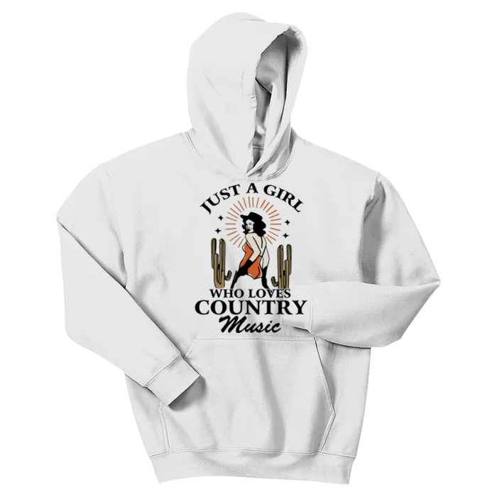 Retro Just A Girl Who Love Country Music Vintage Western Cowgirl Kids Hoodie