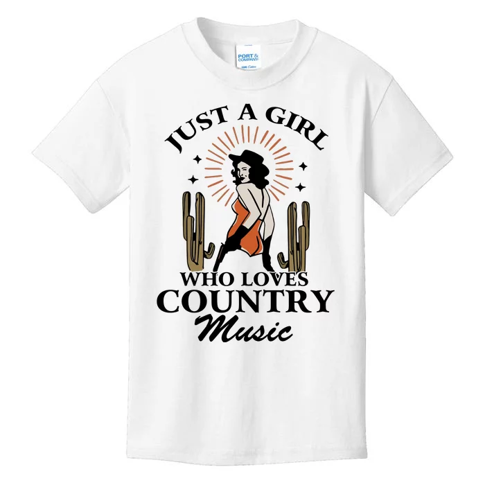 Retro Just A Girl Who Love Country Music Vintage Western Cowgirl Kids T-Shirt