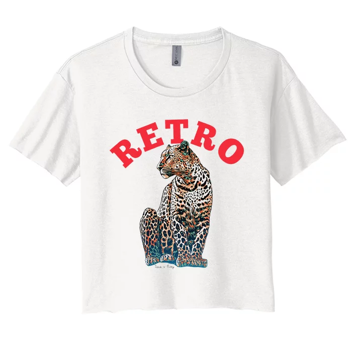 Retro Jaguar Animal Oversized Women's Crop Top Tee