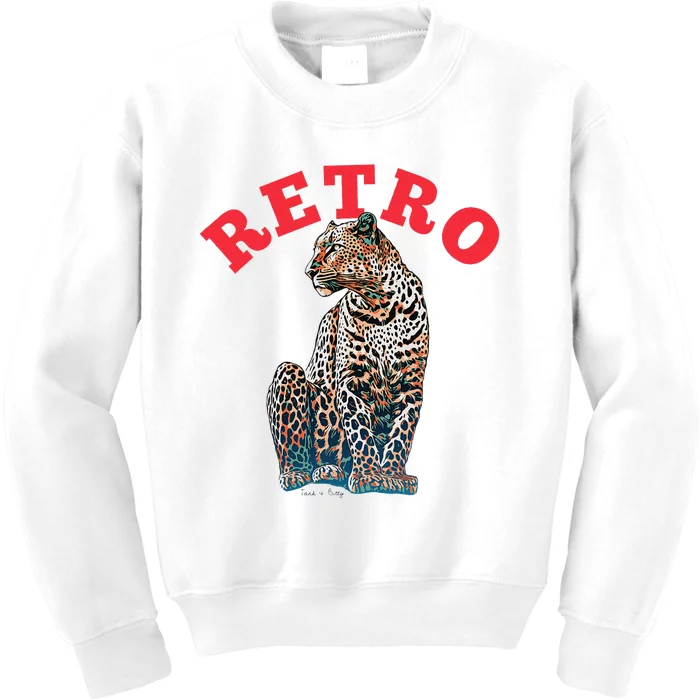 Retro Jaguar Animal Oversized Kids Sweatshirt