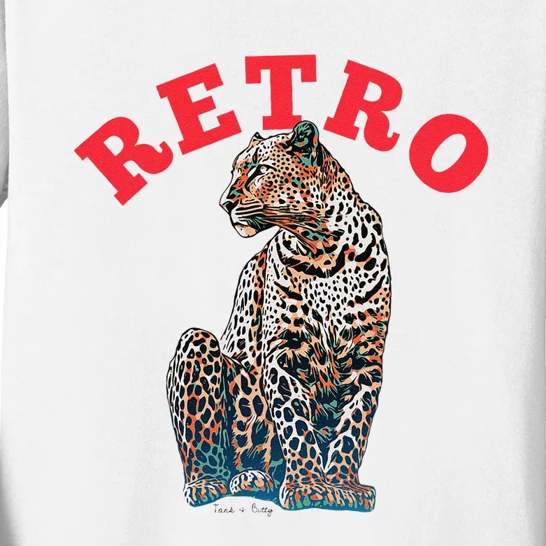 Retro Jaguar Animal Oversized Kids Long Sleeve Shirt