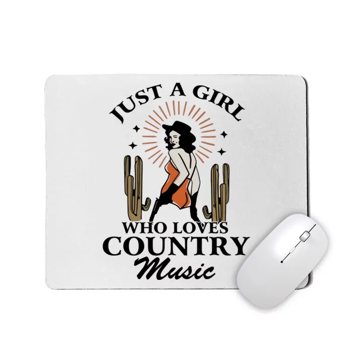 Retro Just A Girl Who Love Country Music Western Cowgirl Mousepad