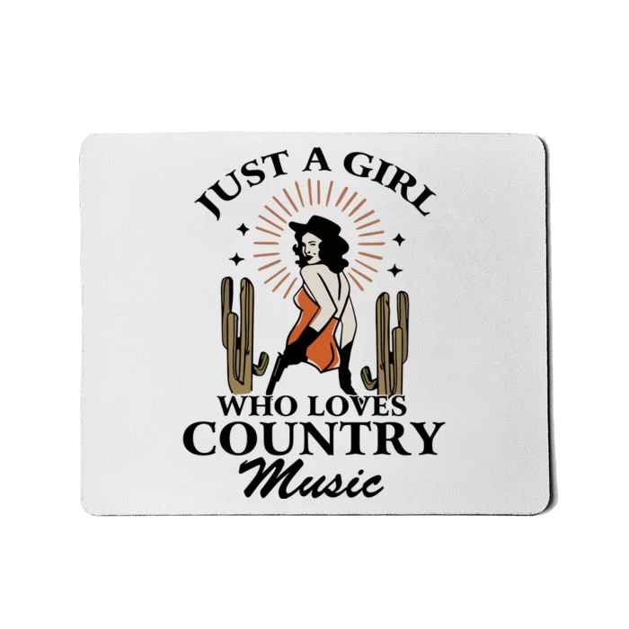 Retro Just A Girl Who Love Country Music Western Cowgirl Mousepad