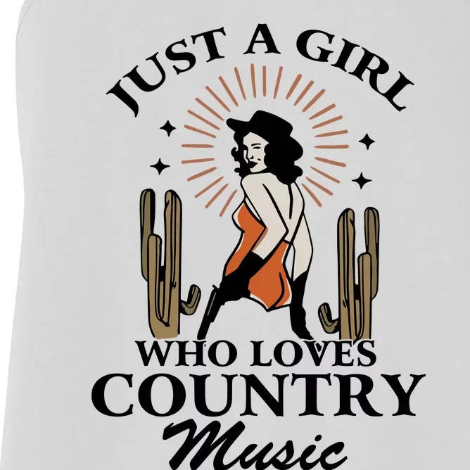 Retro Just A Girl Who Love Country Music Western Cowgirl Women's Racerback Tank