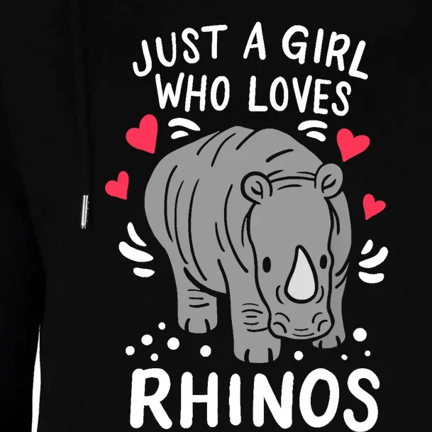 Rhino Just A Girl Who Loves Rhinos Gift For Rhino Lovers Womens Funnel Neck Pullover Hood