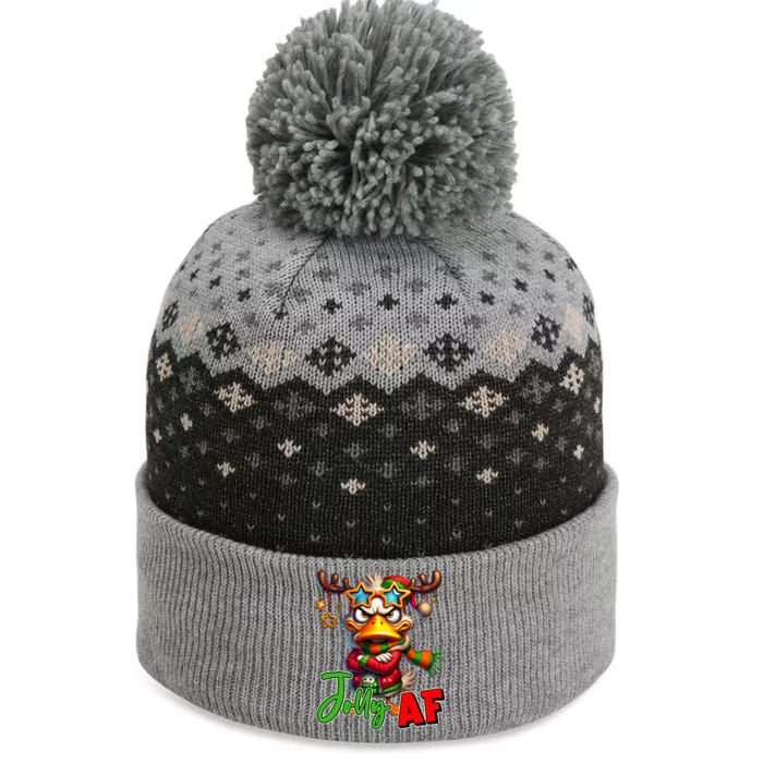 Reindeer Jolly Af Funny Sarcastic Grumpy Duck Christmas The Baniff Cuffed Pom Beanie