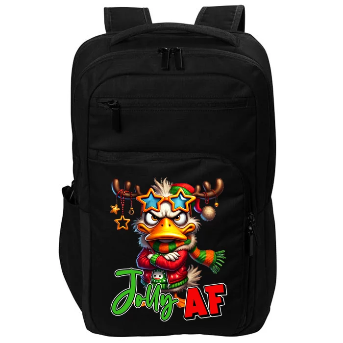 Reindeer Jolly Af Funny Sarcastic Grumpy Duck Christmas Impact Tech Backpack