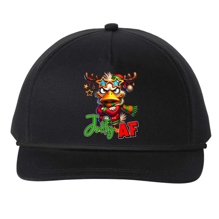 Reindeer Jolly Af Funny Sarcastic Grumpy Duck Christmas Snapback Five-Panel Rope Hat