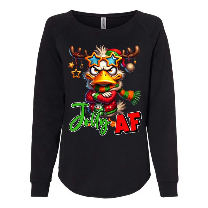 Reindeer Jolly Af Funny Sarcastic Grumpy Duck Christmas Womens California Wash Sweatshirt