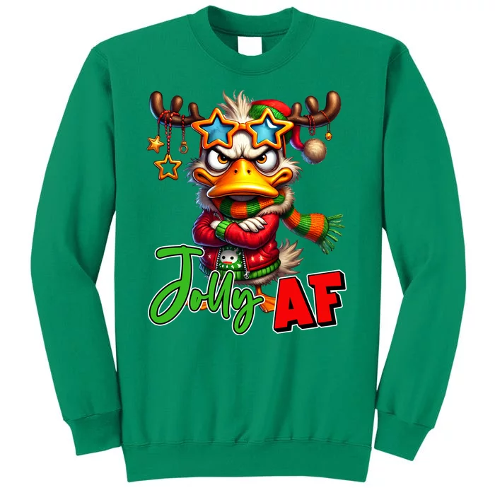 Reindeer Jolly Af Funny Sarcastic Grumpy Duck Christmas Sweatshirt