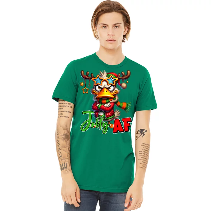 Reindeer Jolly Af Funny Sarcastic Grumpy Duck Christmas Premium T-Shirt