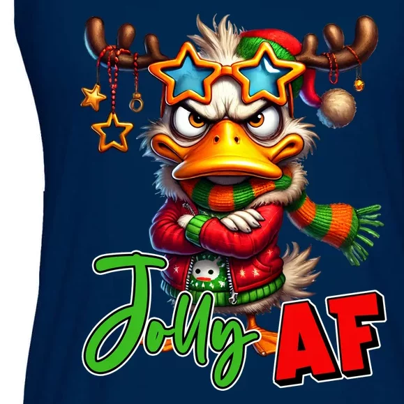 Reindeer Jolly Af Funny Sarcastic Grumpy Duck Christmas Ladies Essential Flowy Tank