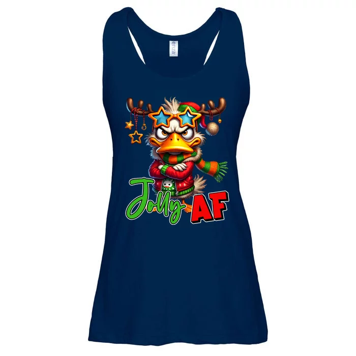 Reindeer Jolly Af Funny Sarcastic Grumpy Duck Christmas Ladies Essential Flowy Tank