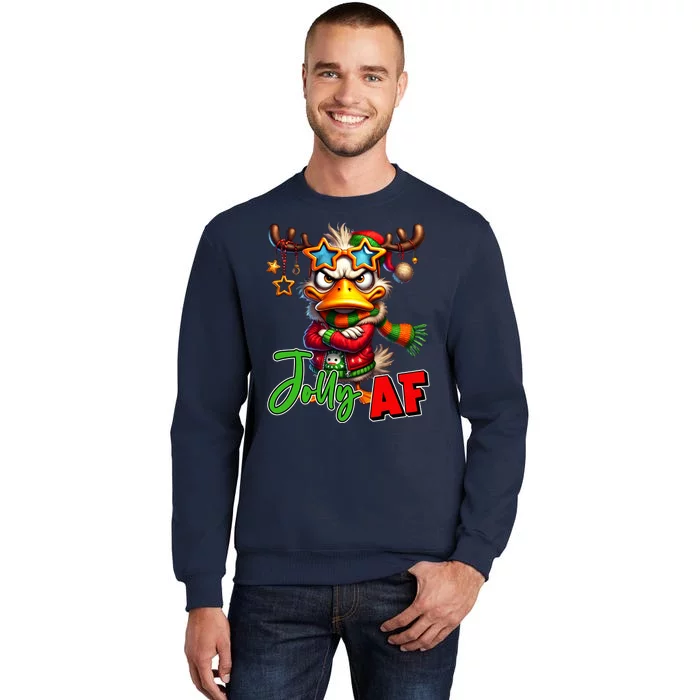 Reindeer Jolly Af Funny Sarcastic Grumpy Duck Christmas Tall Sweatshirt