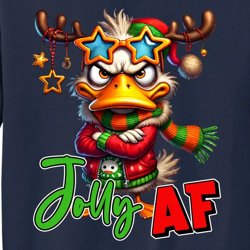 Reindeer Jolly Af Funny Sarcastic Grumpy Duck Christmas Tall Sweatshirt