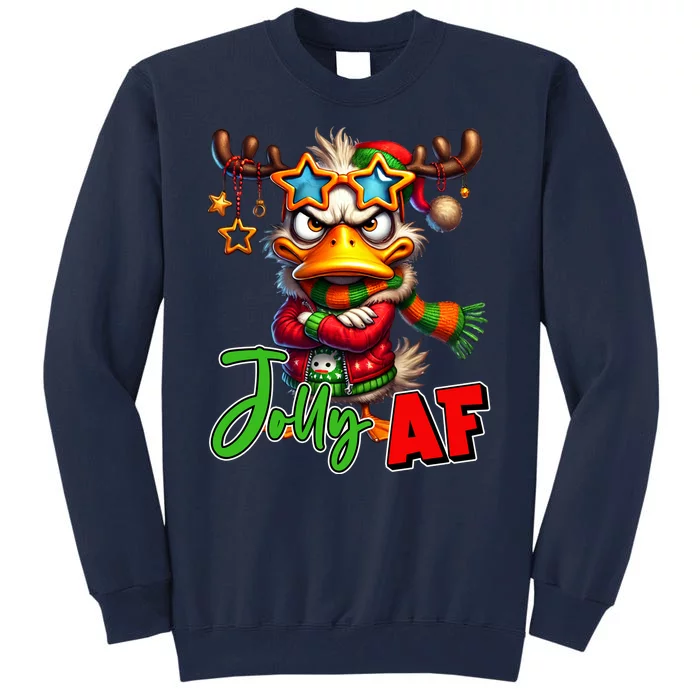 Reindeer Jolly Af Funny Sarcastic Grumpy Duck Christmas Tall Sweatshirt