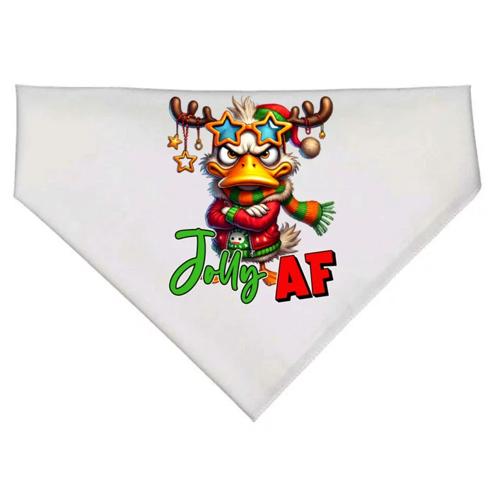 Reindeer Jolly Af Funny Sarcastic Grumpy Duck Christmas USA-Made Doggie Bandana