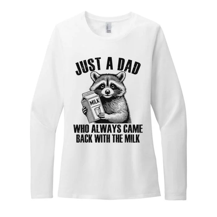 Raccoon Just A Dad Who Always Came Back With The Milk Womens CVC Long Sleeve Shirt