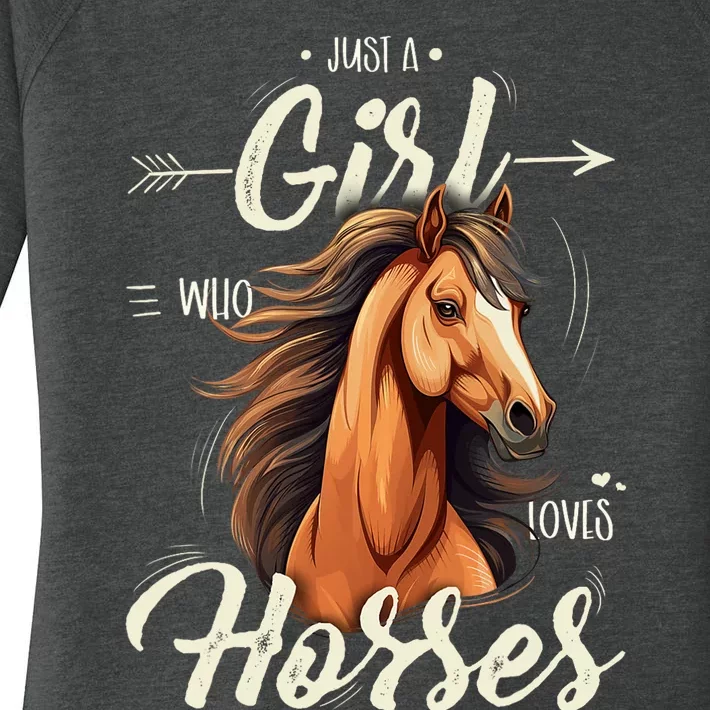 Riding Just A Girl Who Loves Horses Women's Perfect Tri Tunic Long Sleeve Shirt