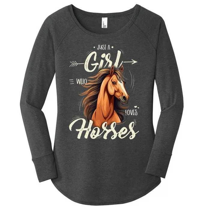 Riding Just A Girl Who Loves Horses Women's Perfect Tri Tunic Long Sleeve Shirt