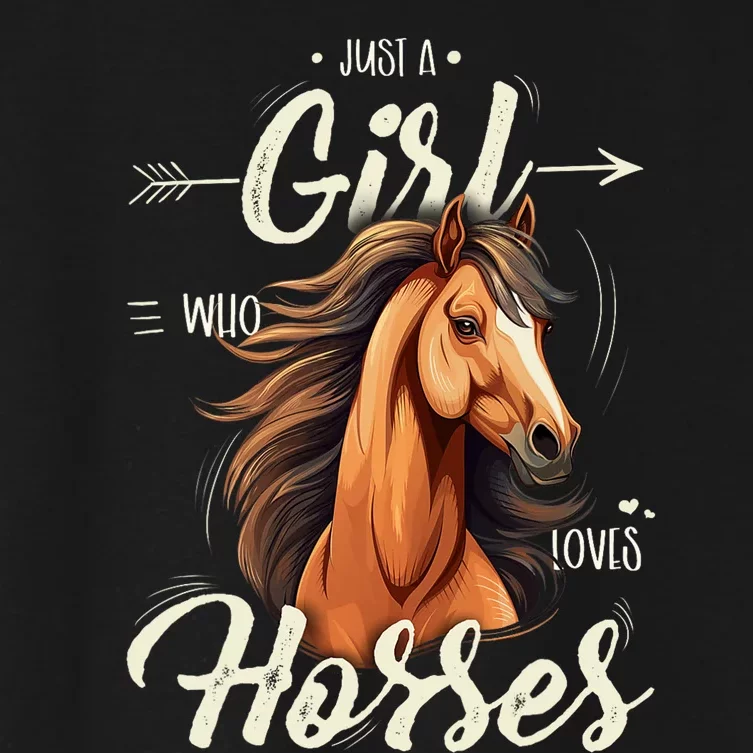 Riding Just A Girl Who Loves Horses Women's Crop Top Tee