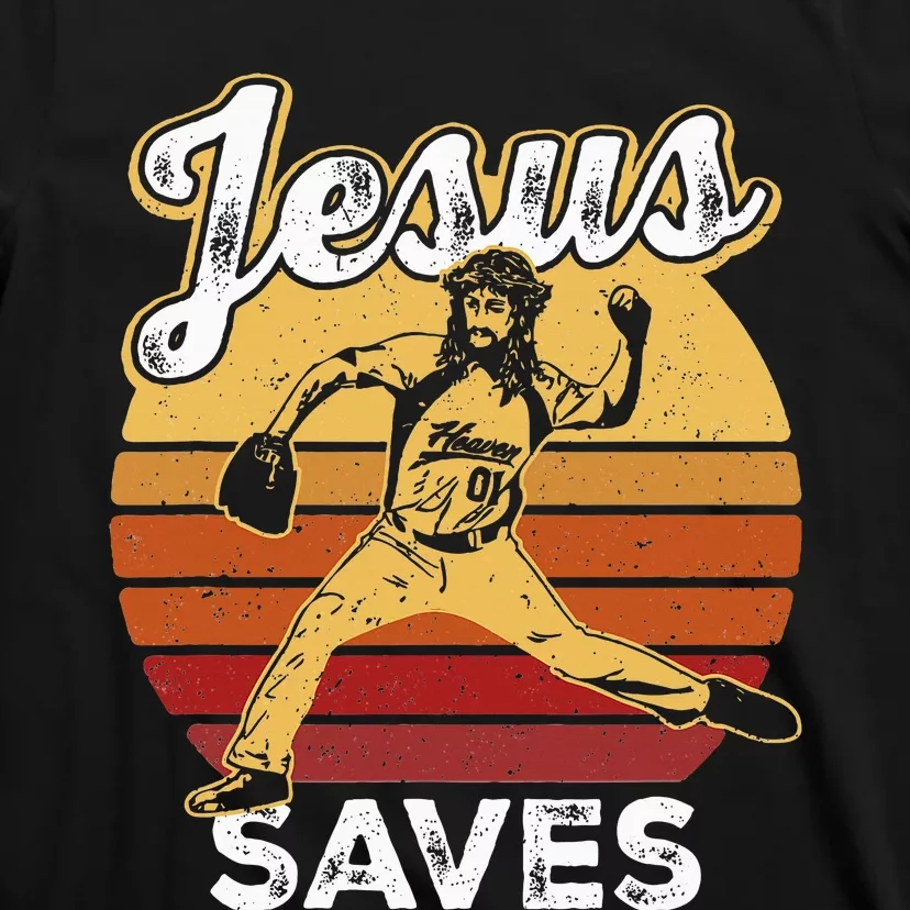 Retro Jesus A Saves Baseball Pitcher Fan Christian T-Shirt