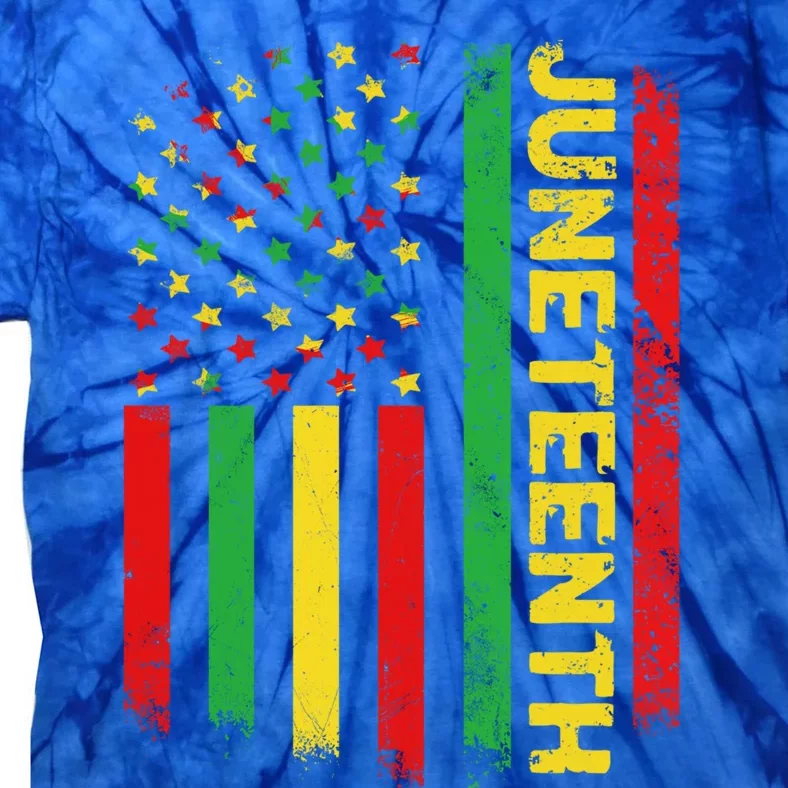 Retro Juneteenth American Flag June 19 1865 African American Meaningful Gift Tie-Dye T-Shirt