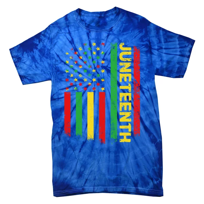 Retro Juneteenth American Flag June 19 1865 African American Meaningful Gift Tie-Dye T-Shirt