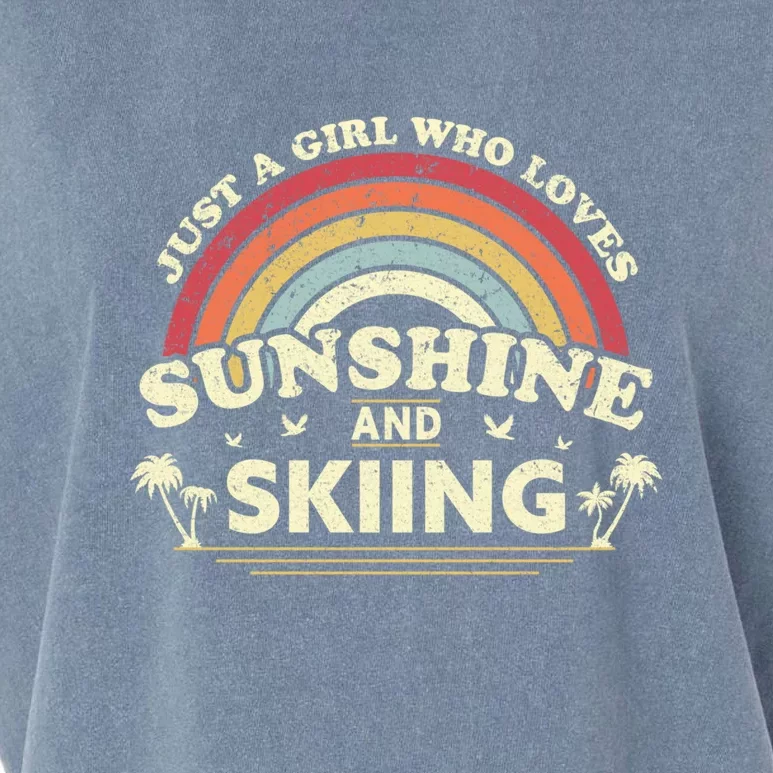 Retro Just A Girl Who I Loves Sunshine And Skiing Gift Garment-Dyed Women's Muscle Tee