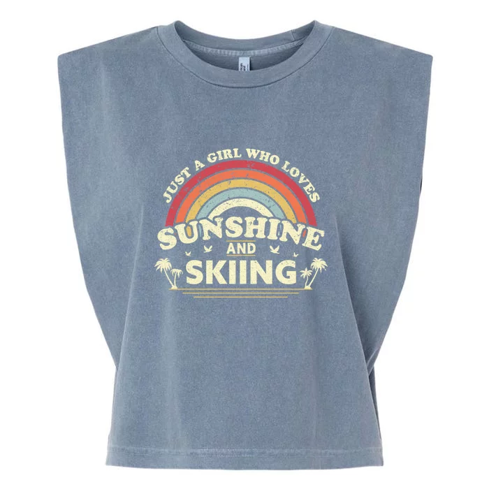 Retro Just A Girl Who I Loves Sunshine And Skiing Gift Garment-Dyed Women's Muscle Tee