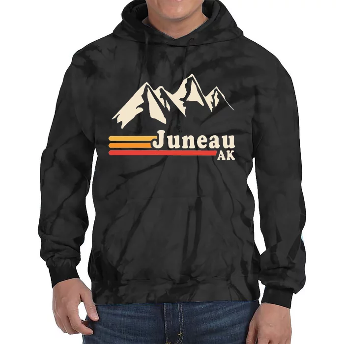 Retro Juneau Alaska Ak Mountain Tie Dye Hoodie