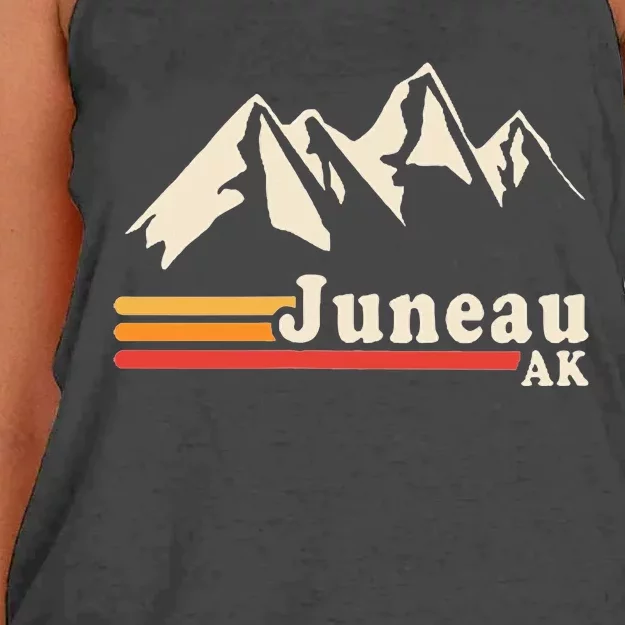 Retro Juneau Alaska Ak Mountain Women's Knotted Racerback Tank