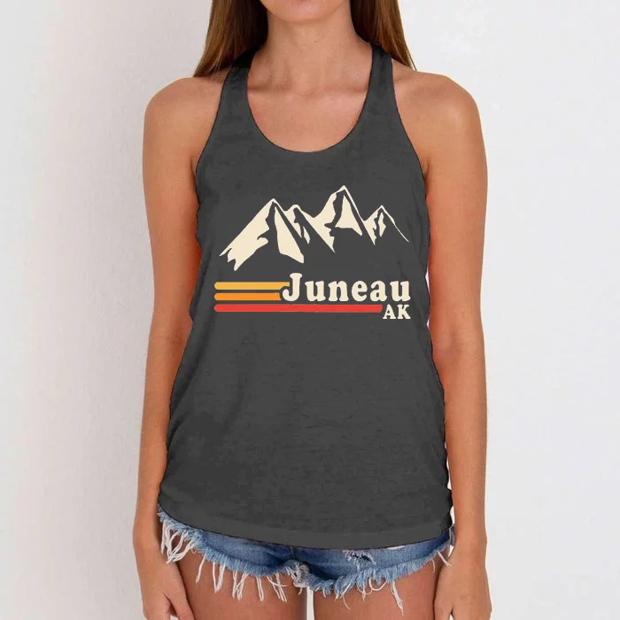 Retro Juneau Alaska Ak Mountain Women's Knotted Racerback Tank