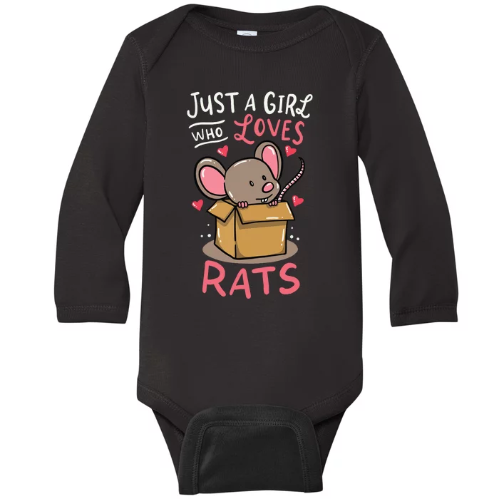 Rat Just A Girl Who Loves Rats Funny Cute Pet Gift Baby Long Sleeve Bodysuit