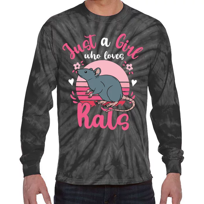 Rat Just A Girl Who Loves Rats Tie-Dye Long Sleeve Shirt