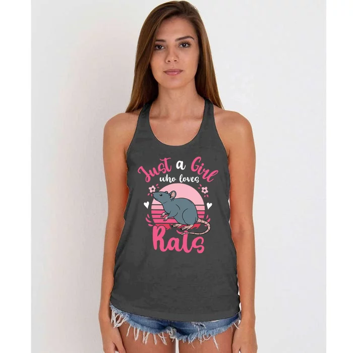 Rat Just A Girl Who Loves Rats Women's Knotted Racerback Tank