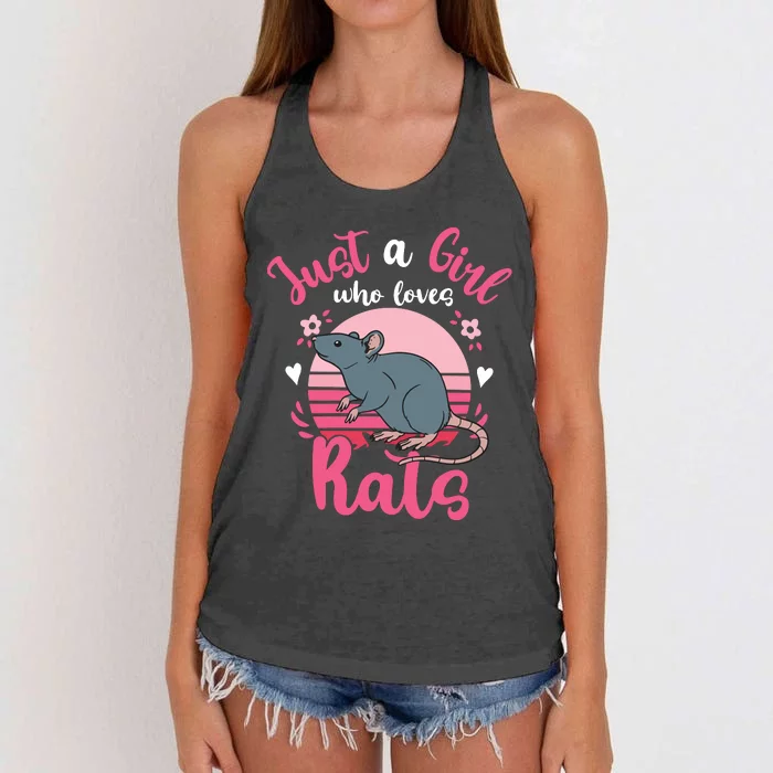 Rat Just A Girl Who Loves Rats Women's Knotted Racerback Tank